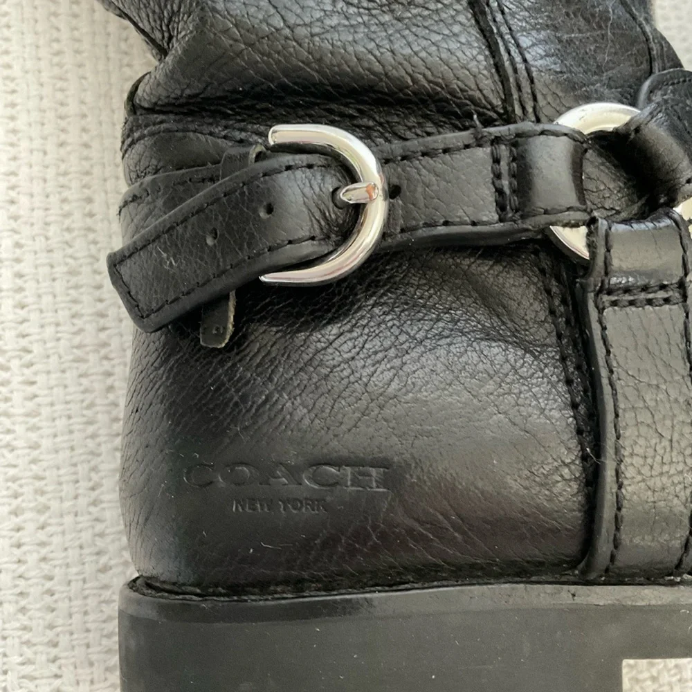 Coach Black Combat Moto Boots with Silver Accents - Picture 6 of 12